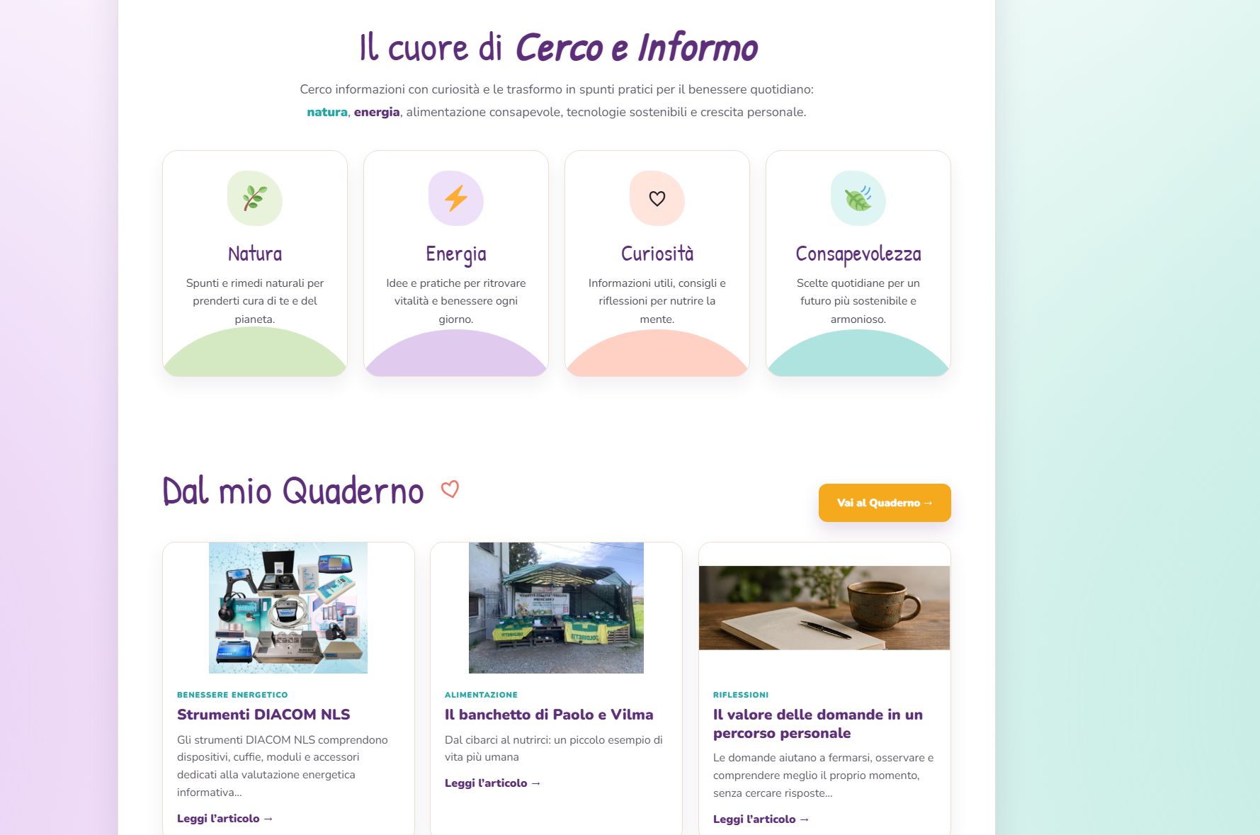 Sezione cuore Cerco e Informo