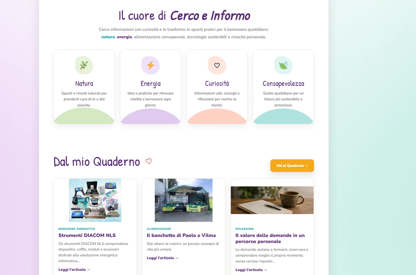 Sezione cuore Cerco e Informo