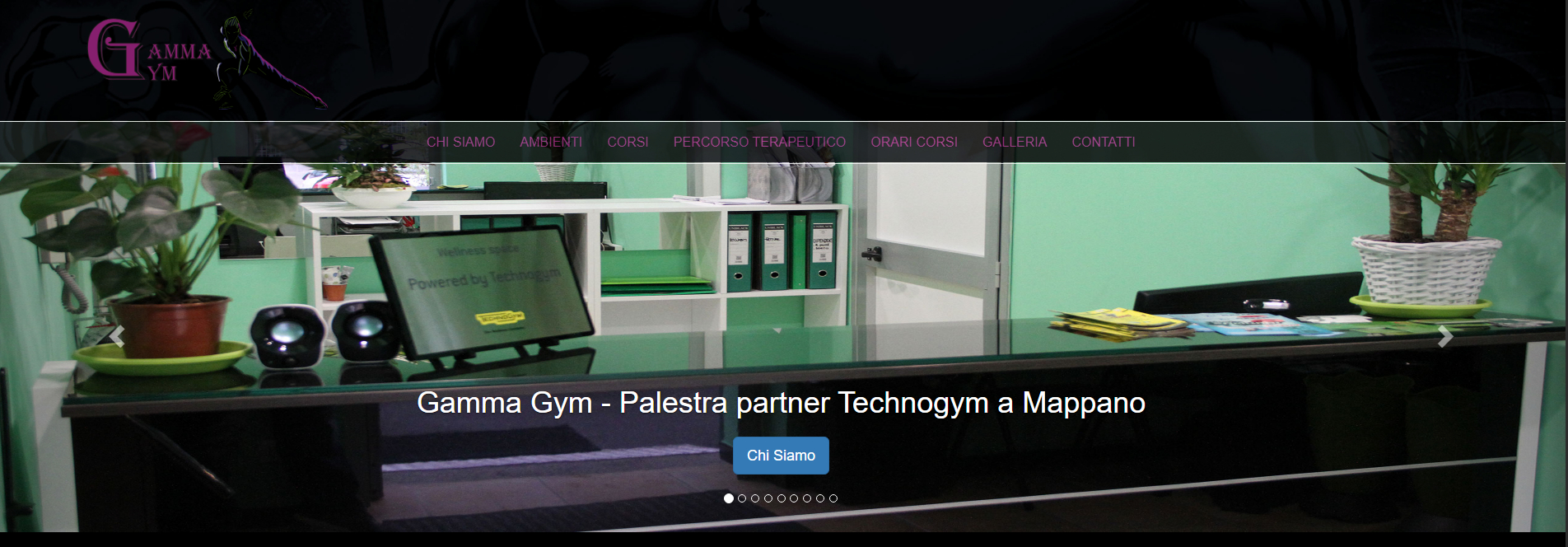 Screenshot prima del restyling della home di Gamma Gym