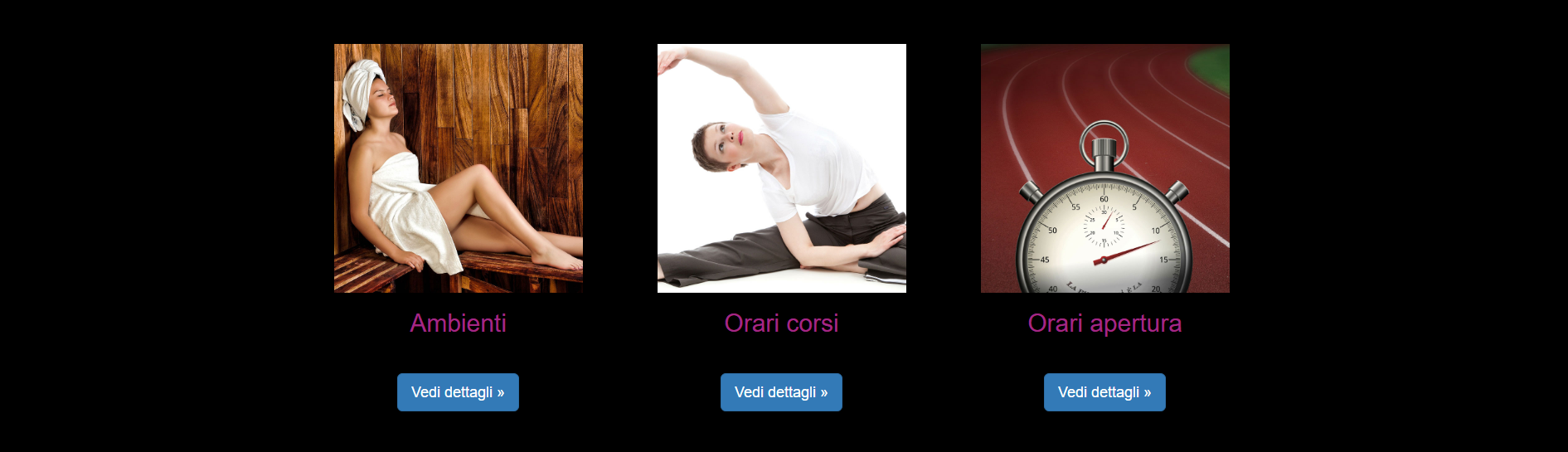 Screenshot prima delle sezioni interne del sito Gamma Gym