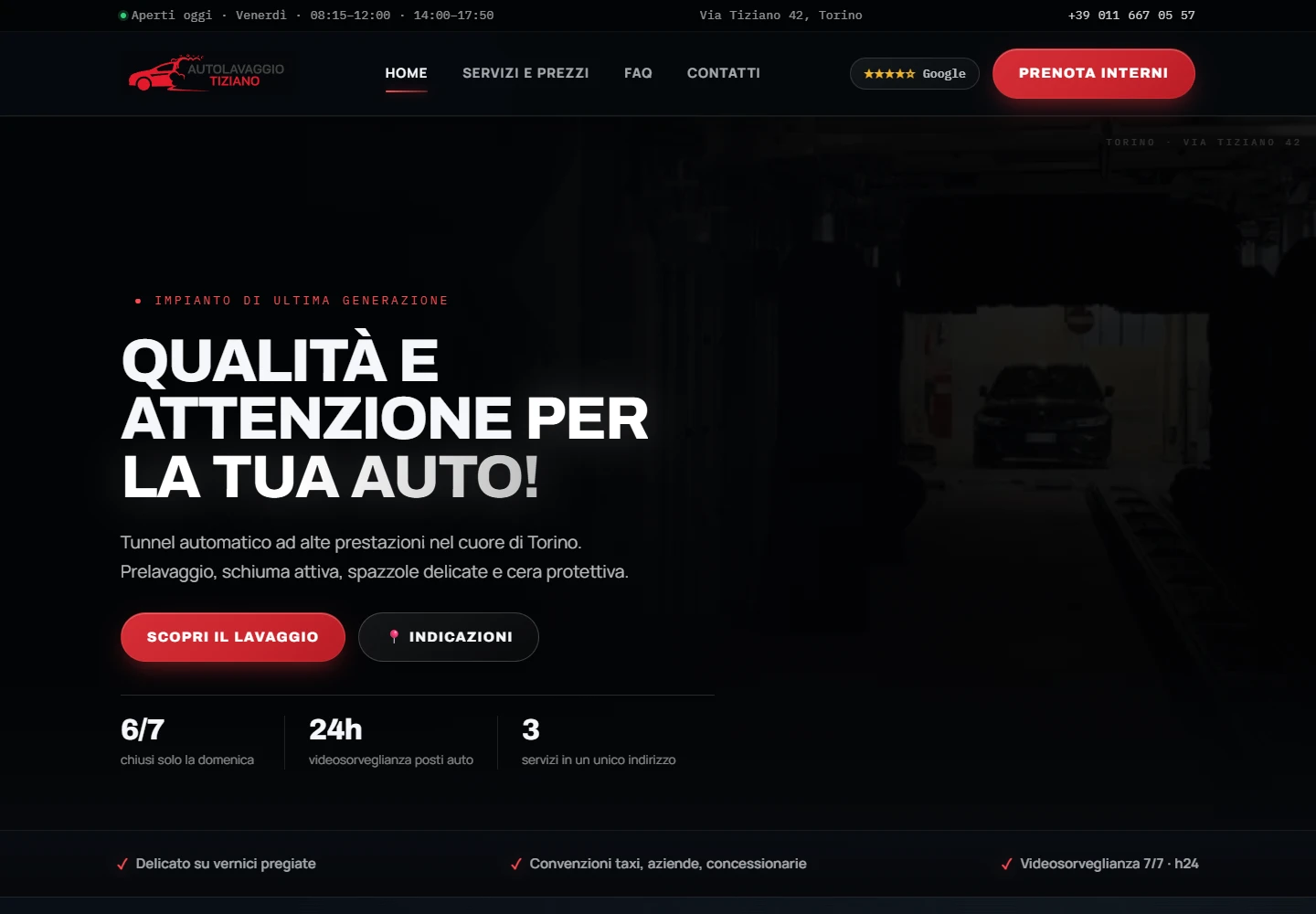 Autolavaggio Tiziano, apertura del sito rinnovato